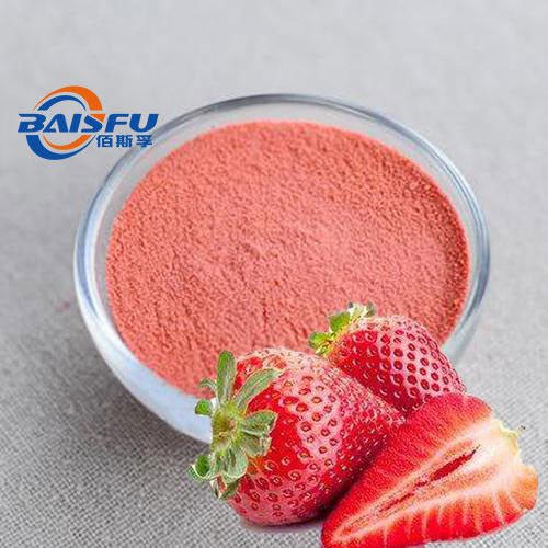 Baisfu Light Red Powder 100% Pure Natural Organic Strawberry Freeze Dried Powder Top Quality CAS No. 16957-70-3