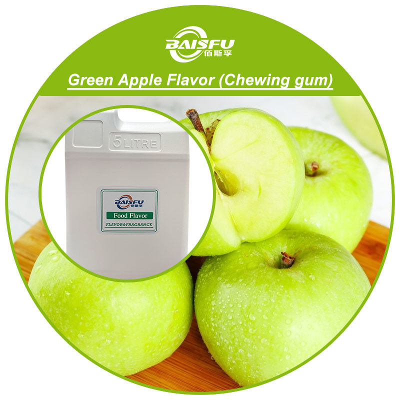 Natural Fruit Extract Green Apple Flavor Chewing Gum Solvent Ethanol Colourless