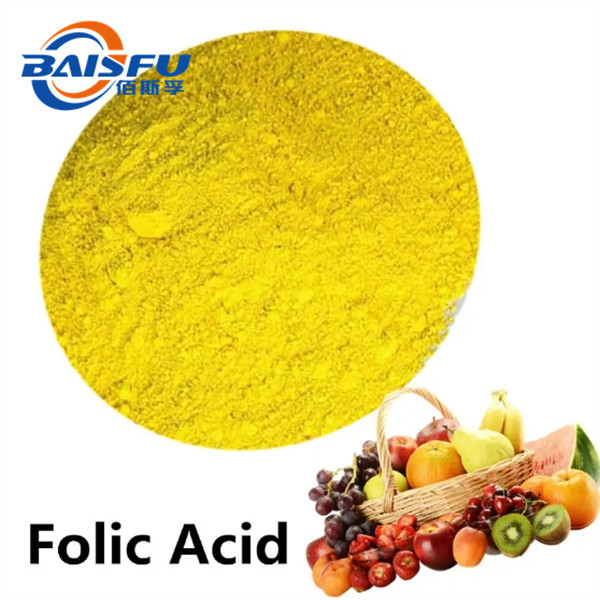 Shaanxi Baisfu plant extract yellow or orange yellow crystalline powder Folic acid CAS: 59-30-3 Food Grade