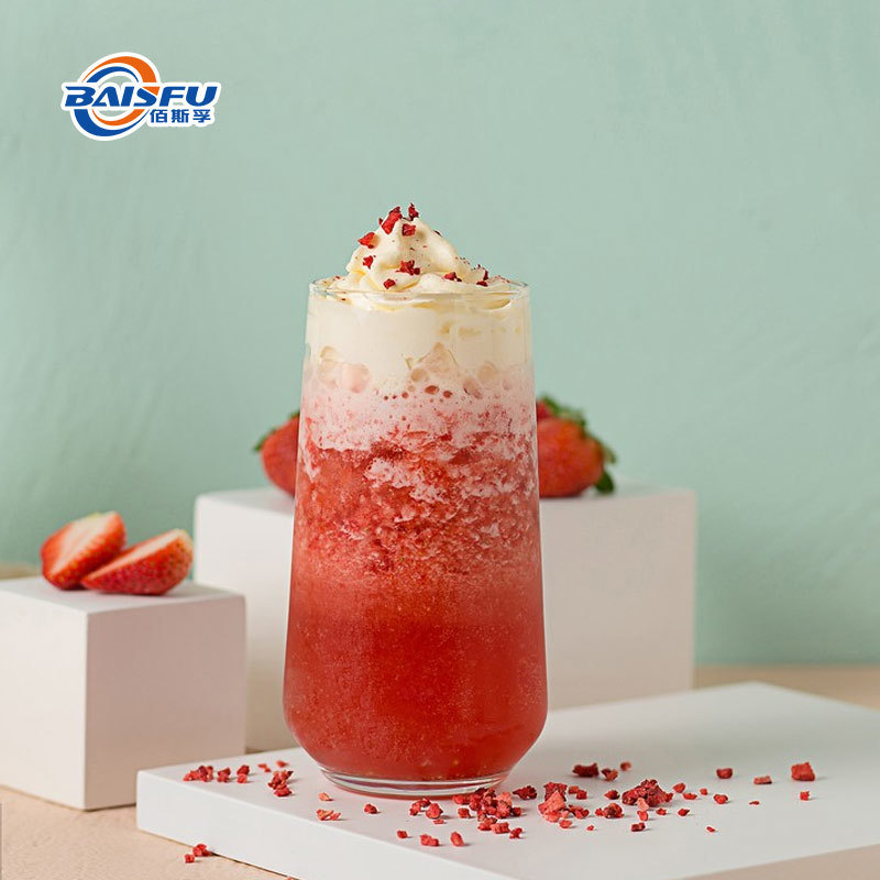 Baisfu Top Quality Light Red Powder Pure Natural Organic Strawberry Freeze Dried Powder 100% pass 80 mesh for Solid beverages and baked goods