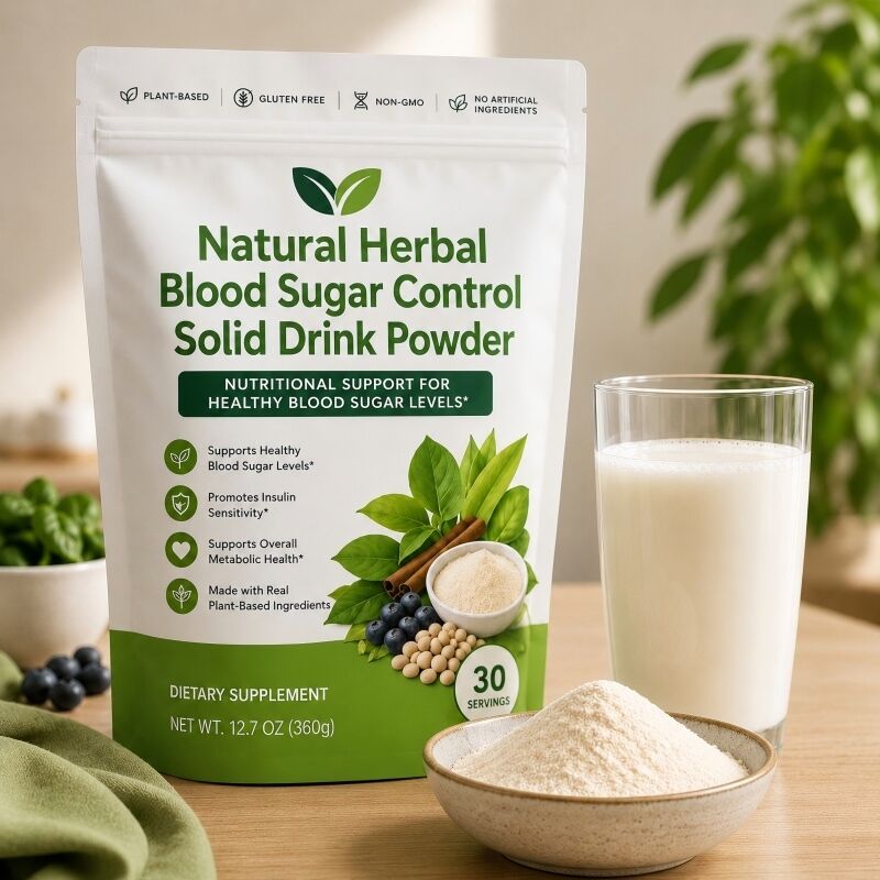 Baisfu Natural Herbal Blood Sugar Control Solid Drink Powder Mulberry Leaf Kudzu Root Ginseng Goji Berry Cassia Seed for Healthy Glucose Support