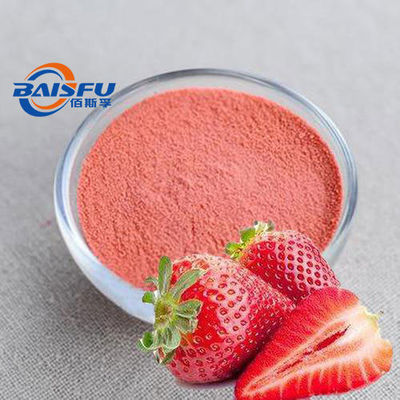 Baisfu Top Quality Light Red Powder Pure Natural Organic Strawberry Freeze Dried Powder 100% pass 80 mesh for Solid beverages and baked goods